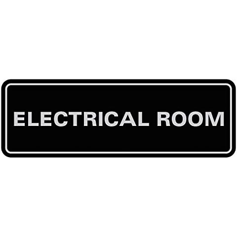 All Quality Standard Electrical Room Sign - Durable Material - Easy Installation - Electric Closet Sign, Restaurants, Hotels & Bars - Black - Medium (2 Pack) Cover