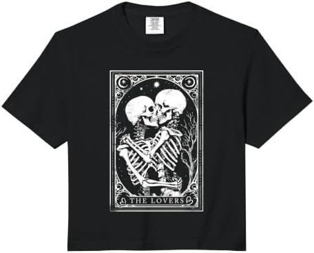 Tarot Card Shirt The Lovers Goth Skeleton Halloween Occult