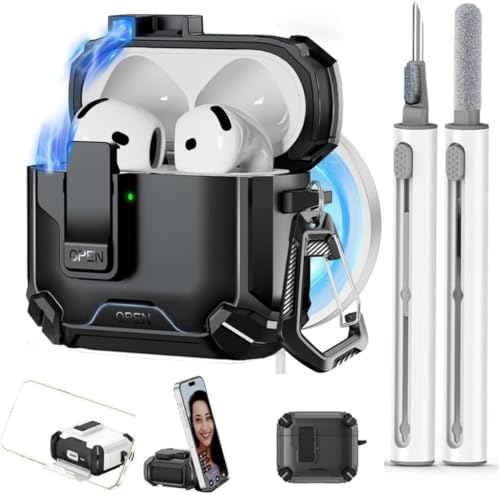 �� 4 ���� AirPods ��p �^�t�P�[�X �e�W���f�U�C�� ���͂Ȏ��C�ێ��@�\ �X�}�z�X�^���h�Ή� �����E�L�Y�E�ق��� �S���ʕی� �N���[�j���O�L�b�g�t�� (��, AirPods Pro ��1/2���� �P�[�X)