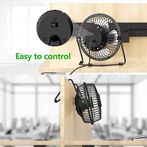 Small Usb Desk Fan, Aiwyehb 4 Inch Mini Quiet Fan With Strong Airflow, 360° Rotation, Metal Construction, Personal Cooling Fan For Home Office (Black) (Hb1996) #TOP5