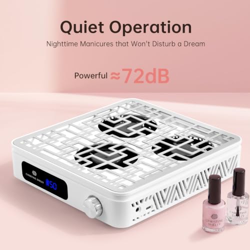 Image of Nail Dust Collector, 19500RPM Plug-in Nail Vacuum Fan,White | Professional Powerful 2400PA Dust Collector Nail Tech Vent Dust Extractor with 50 Gears, Low Noise, Nail Salon&Home