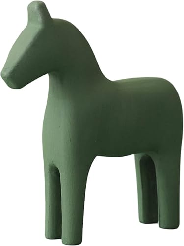 Estatuilla de caballo de madera Estatua de caballo Adornos de animales para la decoración de mesa de oficina en casa - Verde