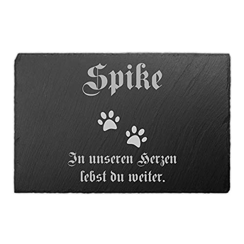 Paule Black Tiergrabstein Gedenktafel mit Gravur Schiefer 30 x 20 cm wetterfest - Individueller Text