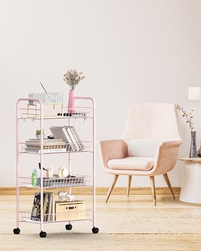 Image of Mythinglogic 4-Tier Rolling Utility Cart with Removable Wire Baskets