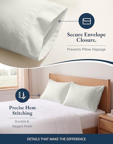 Image of Lane Linen 100% Organic Cotton King Size Pillow Cases Set of 2 (20''x36'') Pillow Cases King Size Certified Organic Cotton Pillowcases King Pillow Cases Set of 2 Pillow Cases - Glacier Grey