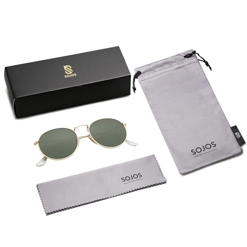 Image of SOJOS Small Round Polarized Sunglasses for Women Men Classic Vintage Shades | Lightweight Stainless Steel Frame UV400 Sun Protection Adjustable Nose Pads SJ1014