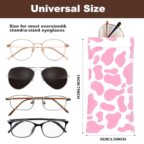 Image of Anikathy 2Pcs Sunglass Eyeglass Glasses Case Soft PU Leather with Cleaning Cloth Portable Glasses Pouch Bag for Men Women