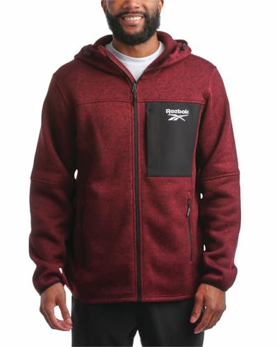 Image of Reebok Men's Sweater Jacket - Fleece Lined Weather Resistant Insulated Outerwear - Cozy Sweater Jackets for Men (Sizes:M-XXL)