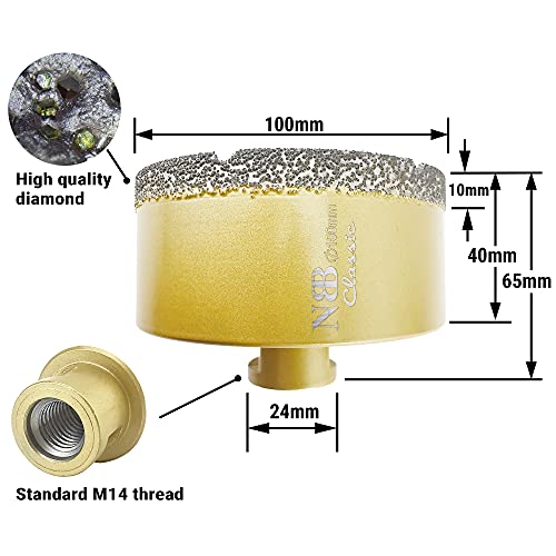 NBB vacuum brazed diamond hole saw with M14, Classic Golden type - Image 2