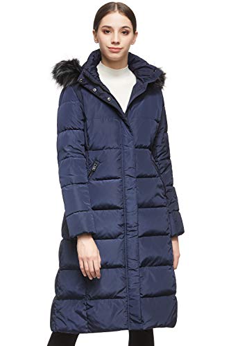 Orolay Women's Quilted Down Jacket Winter Long Coat Hooded Stand Collar Parka Navy L Orolay Women's Quilted Down Jacket Winter Long Coat Hooded Stand Collar Parka Navy L