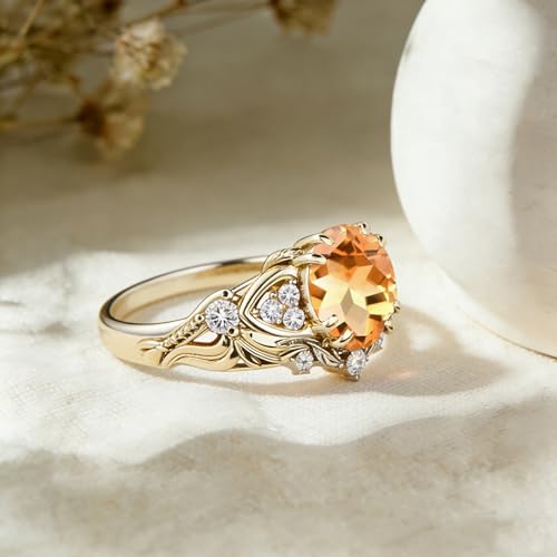 Image of Gemstone Vintage Rings for Women s925 Sterling Silver Round Cut 1.0 Carat Gemstone with Moissanite Promise Engagement Anniversary Ring for Her