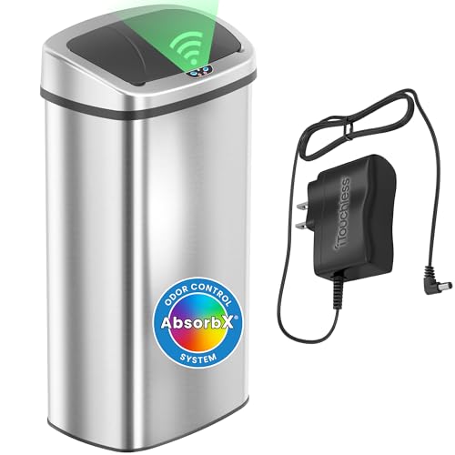 Image of iTouchless 24 Gallon Large Sensor Trash Can with AC Adapter | Odor Filter | 91L Commercial Stainless Steel Automatic Kitchen Bin for Home, Office, Restaurant, Store, Lobby, Restroom, Kitchen, Business