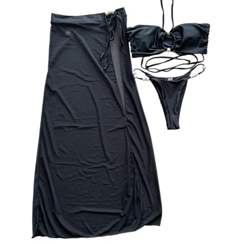 Maillot de bain 3 pièces de créateur avec haut push-up et finitions soignées