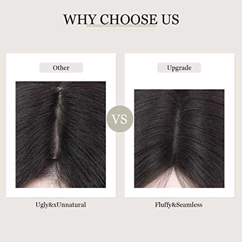 Aimeolyn Hair Toppers for Women Real Human Hair Toppers for Women No Bangs Top Hairs Extensions/Pieces for Thinning Hairs Upgrade Lace Base Premium Remy (P10/16, 14 Inch)