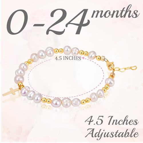 Image of Baby Crystals 14K Gold Plated Bracelets for Girls or Boys, Christening, Communion, Keepsake Birthday Jewelry, Baptism Gifts for Girl, Newborn, Toddler, Baby Bracelets for Infant Girls