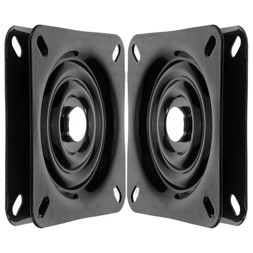 KALLORY 2 Piezas Base Giratoria Negra de Hierro para Asiento de Bar Rotación Suave 360° y Doble Nivel, Compatible Muebles y Asientos de Barco en Espacios de Comedor Concurridos