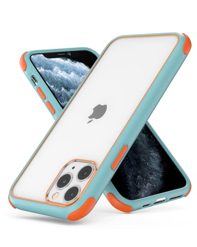 MobNano Coque Compatible avec iPhone 11 360 degrés Antichoc Pro Anti-Rayures Transparente PC/TPU Silicone Etui pour iPhone 11 - Bleu Clair/Orange Cover