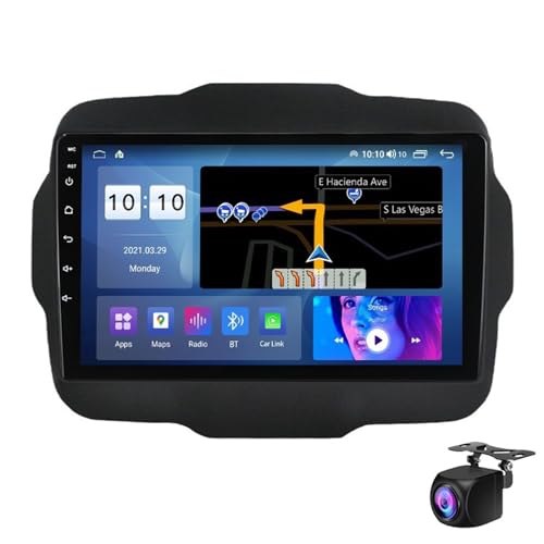 Radio De Automóviles Para Je-ep Renegade 2014-2018 Estéreo, Estereo De Automóvil Android De 9 Pulgadas Con Seguimiento De Gps, Acceso A Internet Wifi, Pantalla Táctil Ips Ips Ips Inalámbr(Color:M150S)