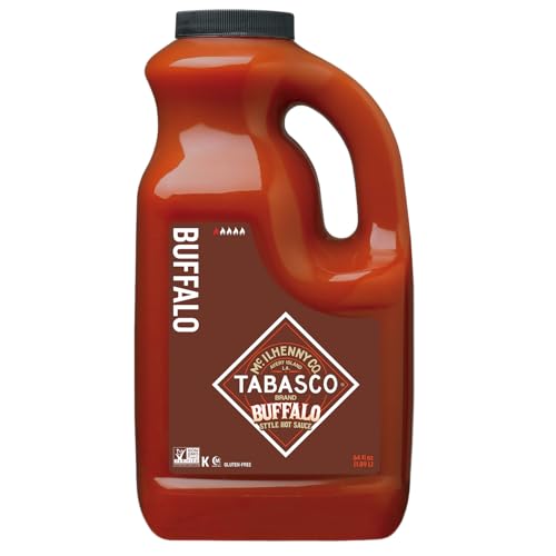 Image of TABASCO Brand Buffalo Style Hot Sauce, Medium Hot Sauce, Bulk Plastic Jug, Thick & Tangy, Five Simple Ingredients, Perfect for Large Recipes, Great on Chicken Party Wings & More, 64 Fl Oz (Pack of 1) | Value Size Medium Hot Sauce, Thick & Tangy Dipping Sauce, Classic Buffalo Style, Great with Pasta Sauce, Wings, Ranch & More