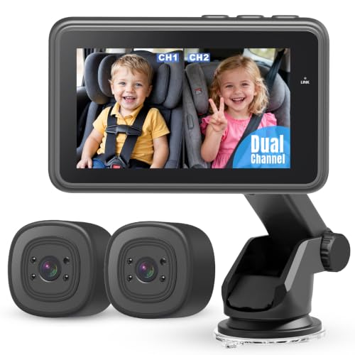 Baby Car Camera for 2 Kids, 4.3
