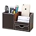 Produktbild KINGFOM Büro Schreibtisch Organizer Ordnungssystem 4 Speicherabteil PU Leder Stiftebox Stifteköcher Bürobedarf (Braun)