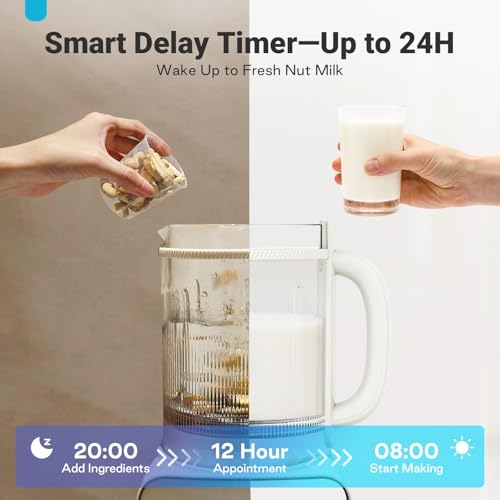 Image of 50.73oz Nut Milk Maker Machine: 12 in 1 Automatic Soy Milk Maker with Detachable Design, Homemade Juice,Almond,Oat Milks for Plant Based Milks, 24H Delay Start /Keep Warm /Auto-Clean /Safety Lock