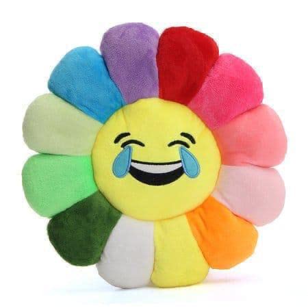 Blenzza Deco™ Sunflower Smiley Home Decoration Soft Back Cushion in Velvet Fabric with Pure Fibre Filling (Pack of 2 Tears of Joy & Sweet Smile)