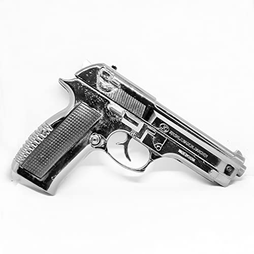 Image of Gun Pistol Lighter Heavy Weight Metal Body Real and Original Like Gun Pistol for Decorative, Smoking Filled with Gas (608 Silver)