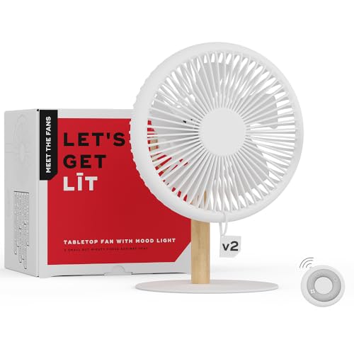 Image of NUUK LIT v2 Cordless & Rechargeable 7 Inch Table Fan with Night Light & Remote Control | Auto Oscillation with 4 Wind Modes | BLDC Fan with Up To 17 Hour Run Time | Portable Table Fan for Home, Office