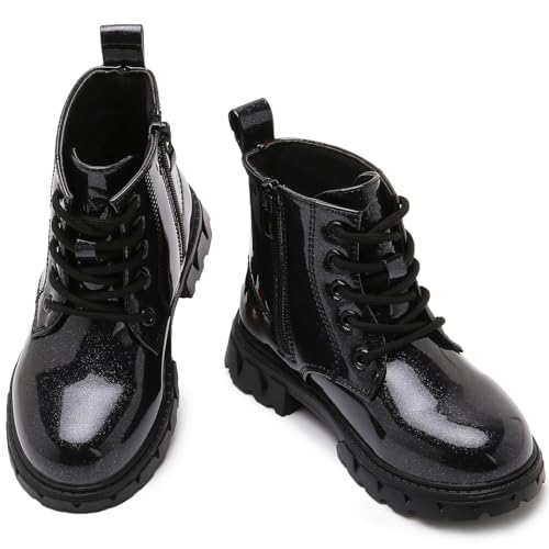 Toddler Little Boys Girls Waterproof Lace-Up Combat Boots Side Zip Ankle Boots Outdoor Hiking Boots - Main Image