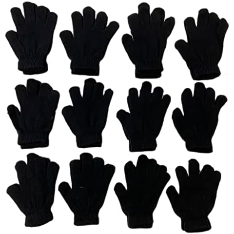 12 Pairs Kid's Winter Magic Gloves Children Stretchy Warm Magic Gloves Boys or Girls Knit Gloves (Black Magic Glove) Cover