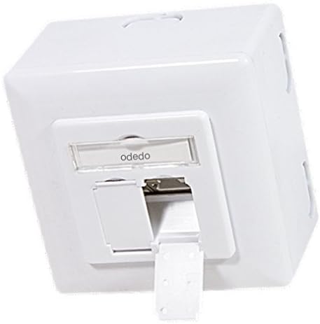 odedo universal flush or surface mount network socket, category 6A, 10Gbit, 500MHZ, 2x RJ 45 shielded Ethernet network, signal white RAL9003, LAN network wall outlet STP, AWG 22, 23, 24