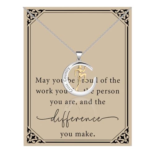 SEIRAA Cross Country Necklace Cross Country Team Gifts Running Jewelry Marathon Gift Runner Jewelry Track Team Gift For Coach