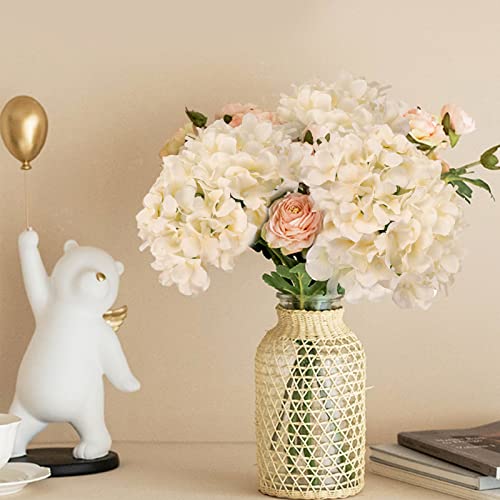 Jpsor 40Pcs Artificial Hydrangea Silk Flower Heads With Stems, Fake Flowers For Mothers Day Wedding Centerpiece Home Garden Party Decoration (Champagne) #TOP6