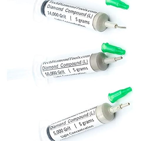 TechDiamondTools Kit of 3 Diamond Polishing Compound Polishing Paste USA Made 5000 14000 50000 Grit for Marble Glass Metal Rock Jewelry Resin Silver Gemstone with 10% of Diamond Powder Cover
