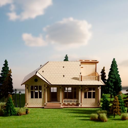 3D Wooden House Puzzles for Adults,DIY Color Modern Villa Wooden Model Kits,Creative Art Ornaments,Gift on Birthday,Christmas