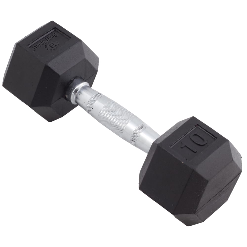 Body Sport Rubber Encased Hex Dumbbell Weight Single Dumbbells for Exercises Strength Training Equipment Home Gym Accessories Weight