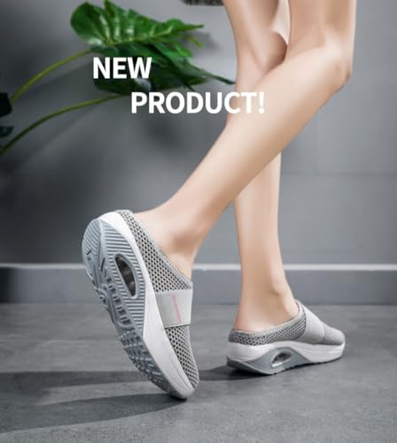 Barefoot Backless Mule Sneakers for Women Wide Platform Tennis & Racquet Sport Shoes Slip On House Slippers Lightweight Breathable Mesh No-slip Sole with Arch Support Casual Comfort Beach Sandals3