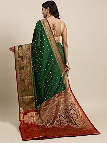 Image of Panzora Women's Banarasi Silk Saree With Unstitched Blouse Piece