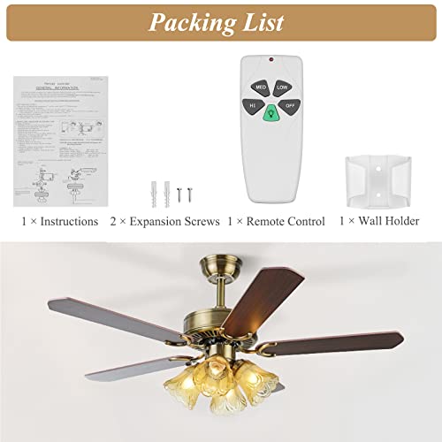 Ceiling Fan Remote Control Replacement, FAN-53T Remote for Harbor Breeze Hampton Bay Allen+Roth Kichler Litex, 3 Speed, Light Dimmer, 303.9MHz, Easy to Set with Mount Holder (Remote Only) by Prichor - Used condition - Image 7