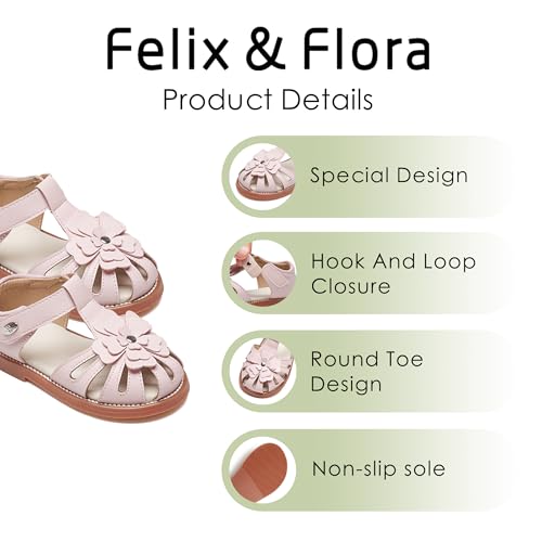 Image of Felix & Flora Toddler Girls Sandals Flower Girl Shoes Soft Rubber Princess Flat Shoes