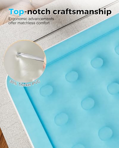 Image of Twin Air Mattress with Built in Pump, Single Blow up Air Bed with Portable Storage Bag, Suitable for Home and Guests, Top Flocking, 18 inch Twin Sky Blue