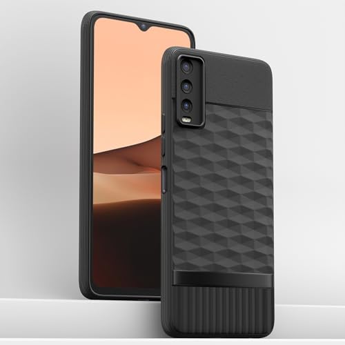 Image of Outlouders Bumper Case for Vivo Y12s / Y20 / Y20i / Y20G | Full Camera Protection | TPU Soft Flexible Shockproof Back Cover (Black)