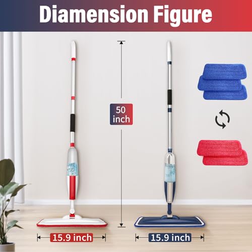 Image of Spray Mop for Floor Cleaning, 2 Pack with Refillable Bottles & Pads | 14 oz refillable bottles, 6 pads included,wet /dry use on hardwood /tile /laminate floors, home or commercial cleaning
