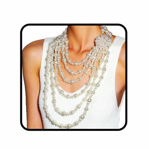 Gangel Vintage Faux Pearl Choker & Multi Strand Necklace Set - Bridal Wedding Jewelry