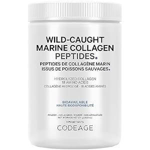 Codeage Marine Collagen Powder – Wild-Caught Hydrolyzed Fish Collagen Peptides – Type 1 & 3 Collagen Protein Supplement – Amino Acids for Skin, Hair, Nails – Paleo Friendly, Non-GMO, 270 g