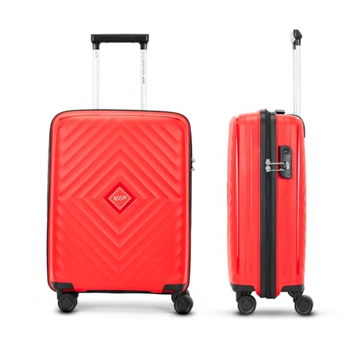 Image of VIP Polypropylene (Pp) Quad Active Cabin 55 Cm 8 Spinner Wheels Trolley Bag for Travel, Hardshell Lightweight Bag with Combination Lock, Tough Suitcase for Travel (Red) (Small)