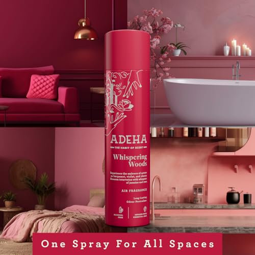 Image of Kleenest Adeha Room Air Freshener Spray - Whispering Woods | Alcohol Free Long Lasting Fragrance for Home & Office | Odour Buster Technology | Essential Oil Room Spray, Pet & Baby Safe | 218 ml