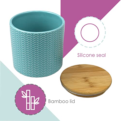 Home Basics Small Wave Design Kitchen Canister (Turquoise) Modern Canister Sets For Kitchen Counter | With Bamboo Lid | Perfect For Storing Dry Food, Baking Staples, Snacks, And More #TOP4
