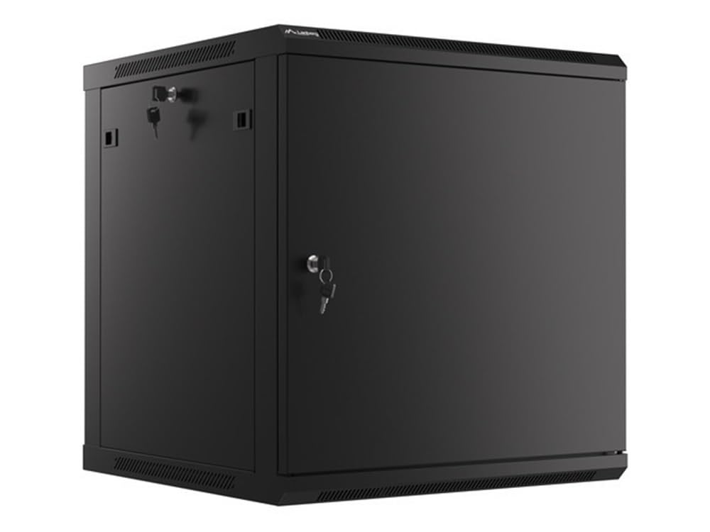 LANBERG ARMARIO Rack 19 "MONTAJE PARED 12U / 600X600 con PUERTA METÁLICA Negro (PAQUETE Plano)